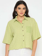 Madame Ladies Western Shirt F/S M5S18259 0210 L.Green