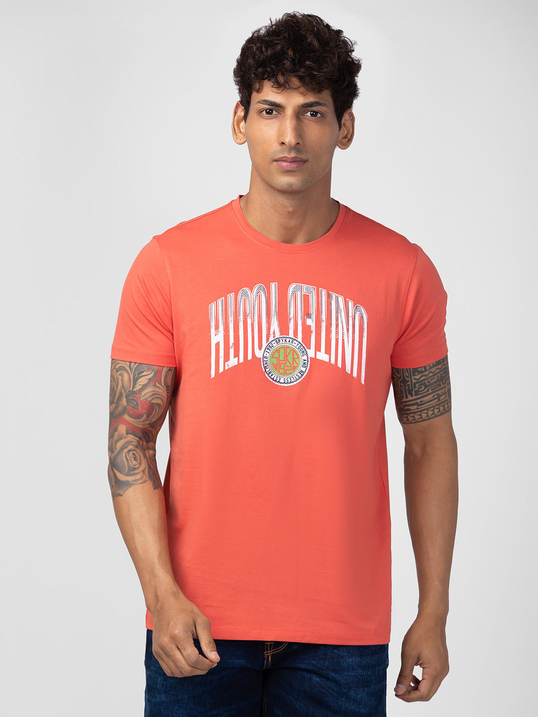 Spykar Mens T-Shirt H/S Mktcp1Bc042 Haze Pink