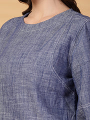 Gipsy Indigo Plain Chambray Cotton Top With Pants
