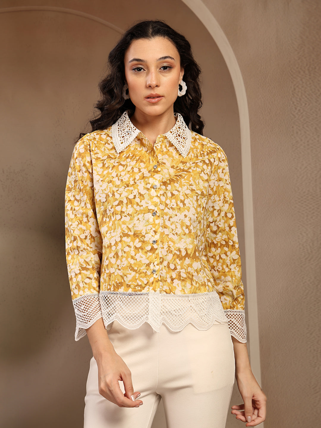 Gipsy Yellow Printed Cotton Shirt