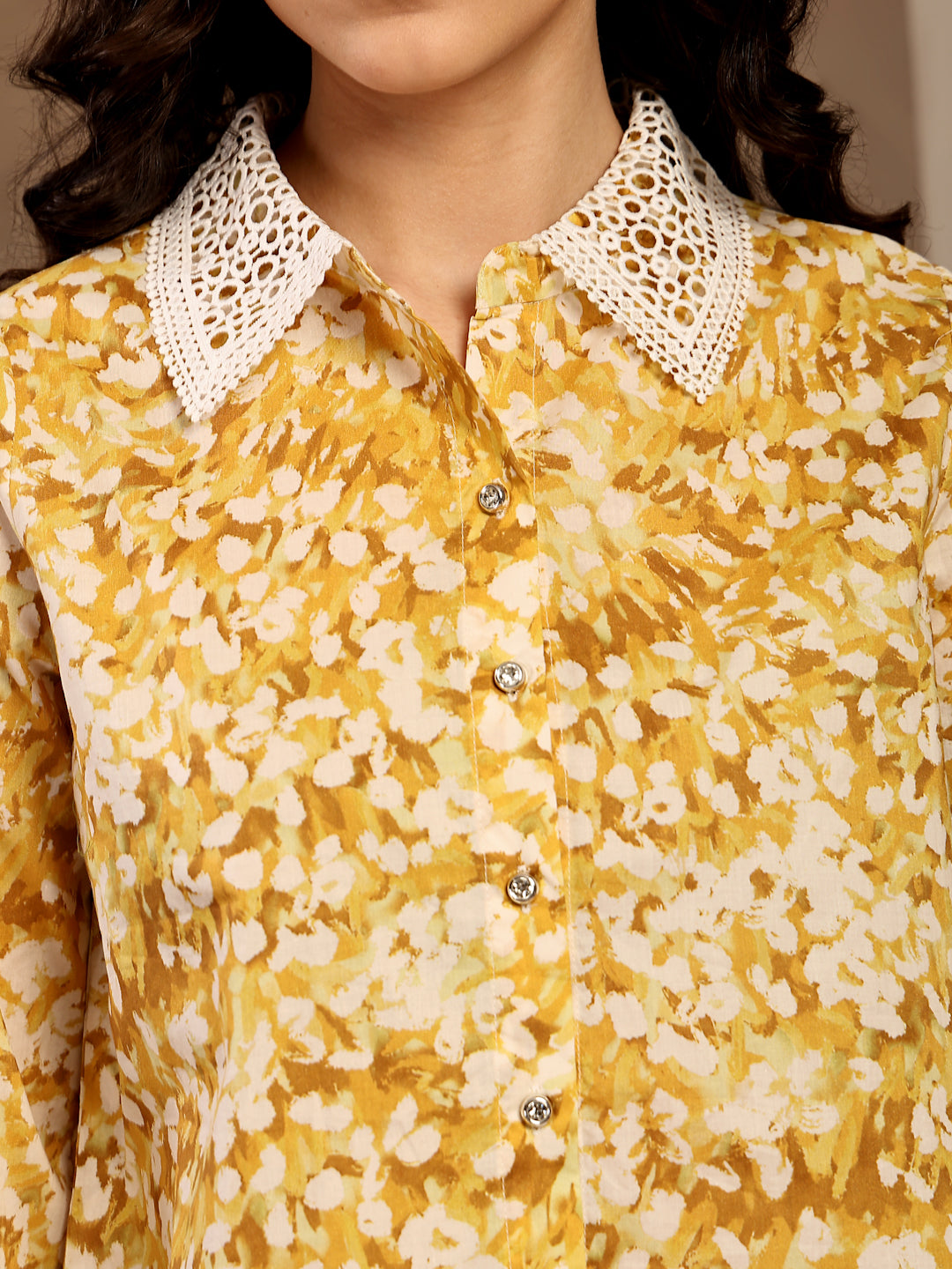 Gipsy Yellow Printed Cotton Shirt