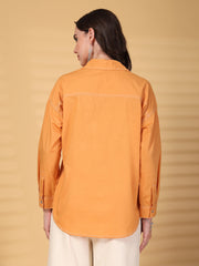 Gipsy Orange Rhinestone Embellished Cotton Shirt