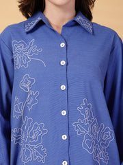 Gipsy Cobalt Blue Embroidered Linen Shirt