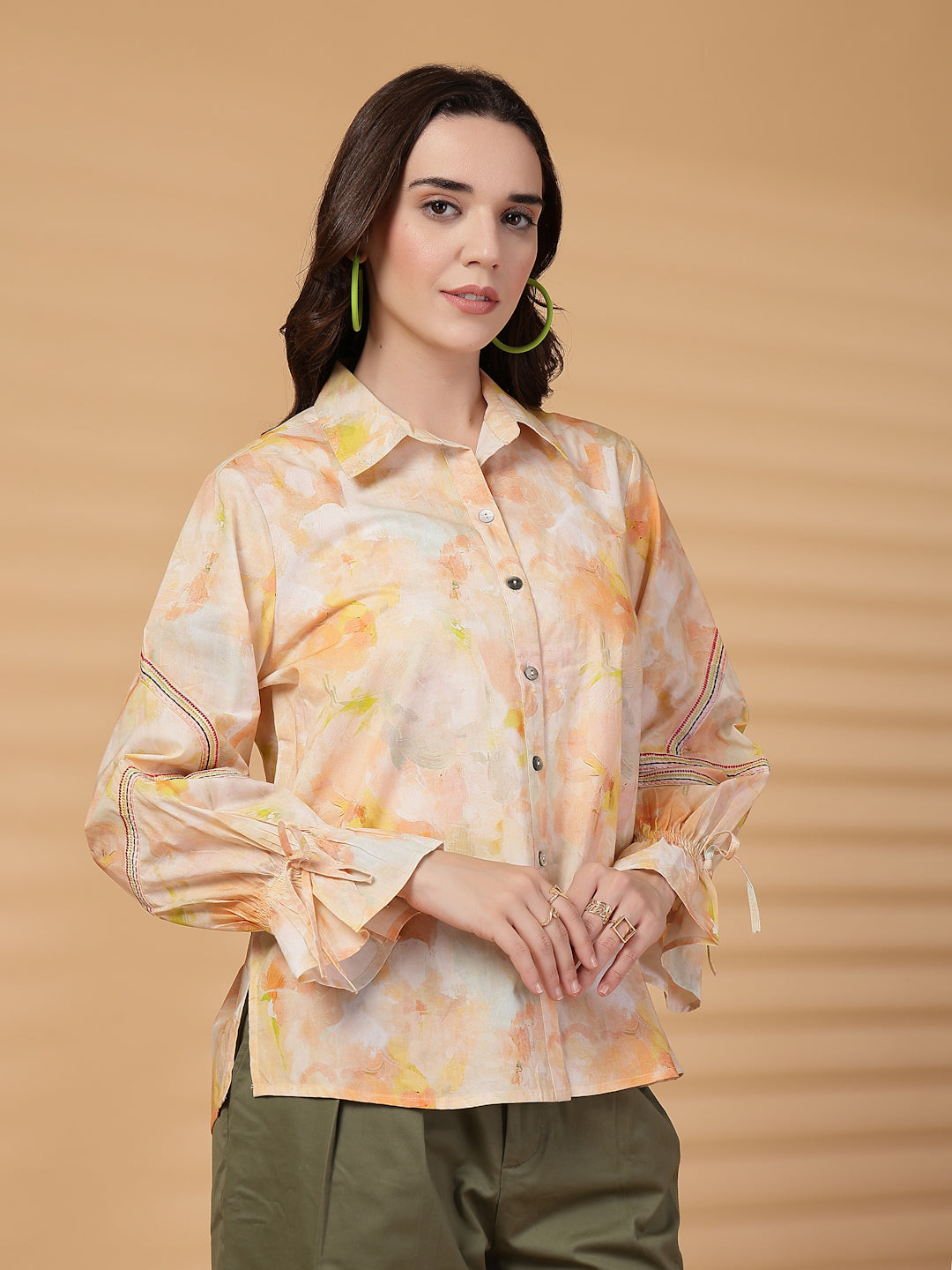 Gipsy Orange Floral Cotton Shirt
