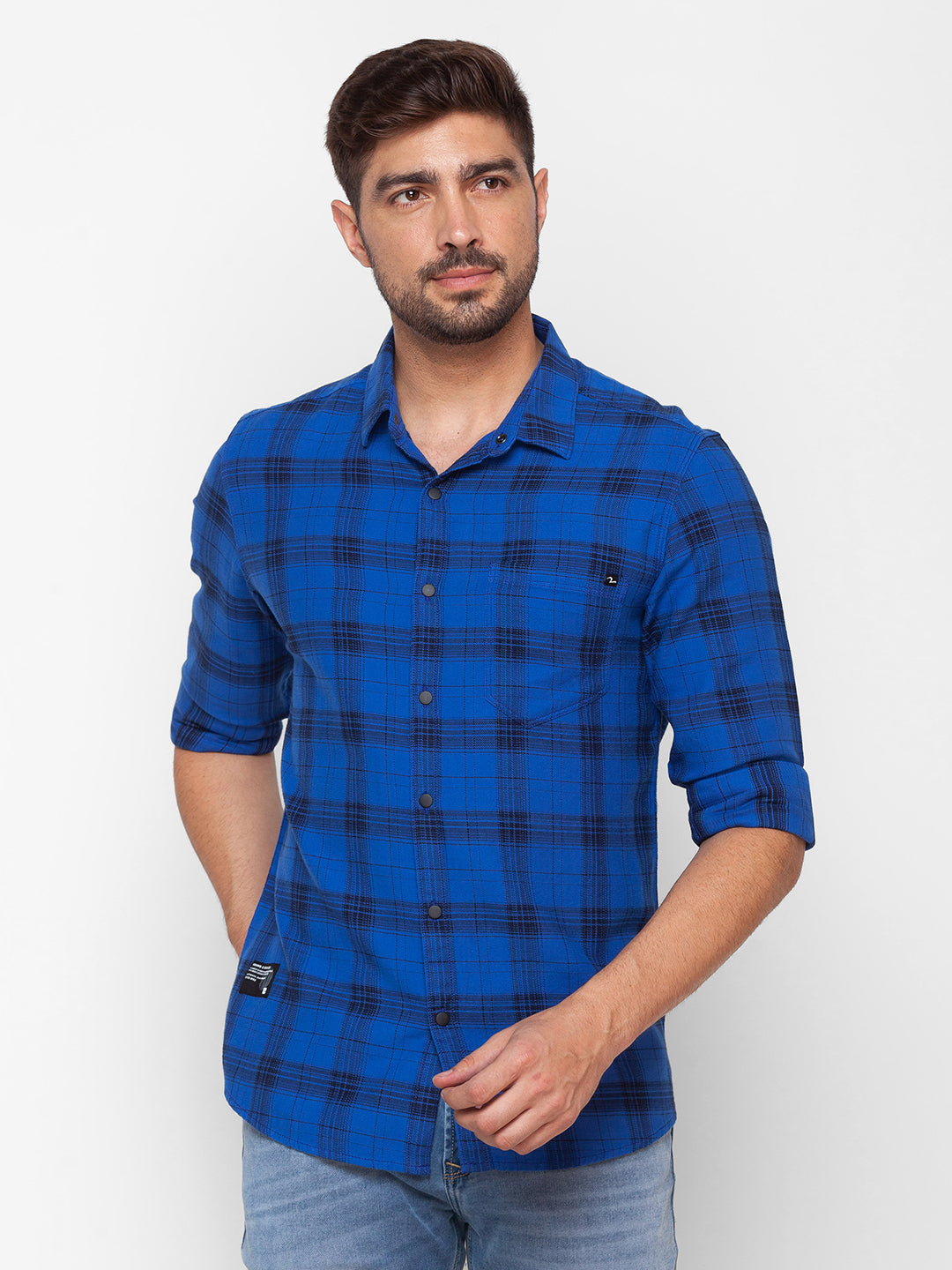 Spykar Mens Casual Shirt F/S Msh-02Bbcs-195 True Blue