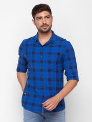 Spykar Mens Casual Shirt F/S Msh-02Bbcs-195 True Blue