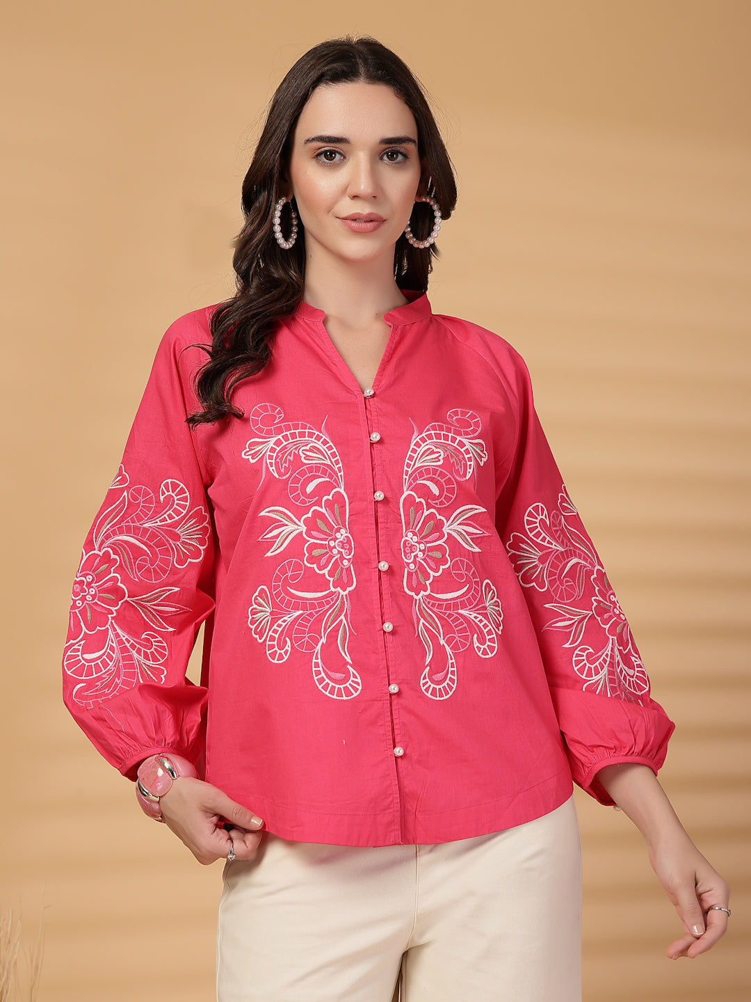 Gipsy Fuchsia Embroidered Cotton Tunic