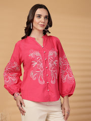 Gipsy Fuchsia Embroidered Cotton Tunic