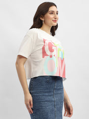Madame Graphic Print White Cotton T-Shirt