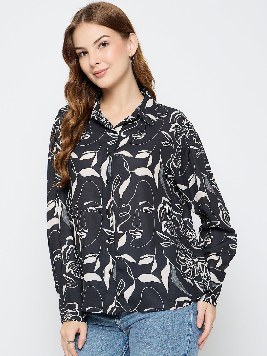 Madame Black Floral Print Shirt