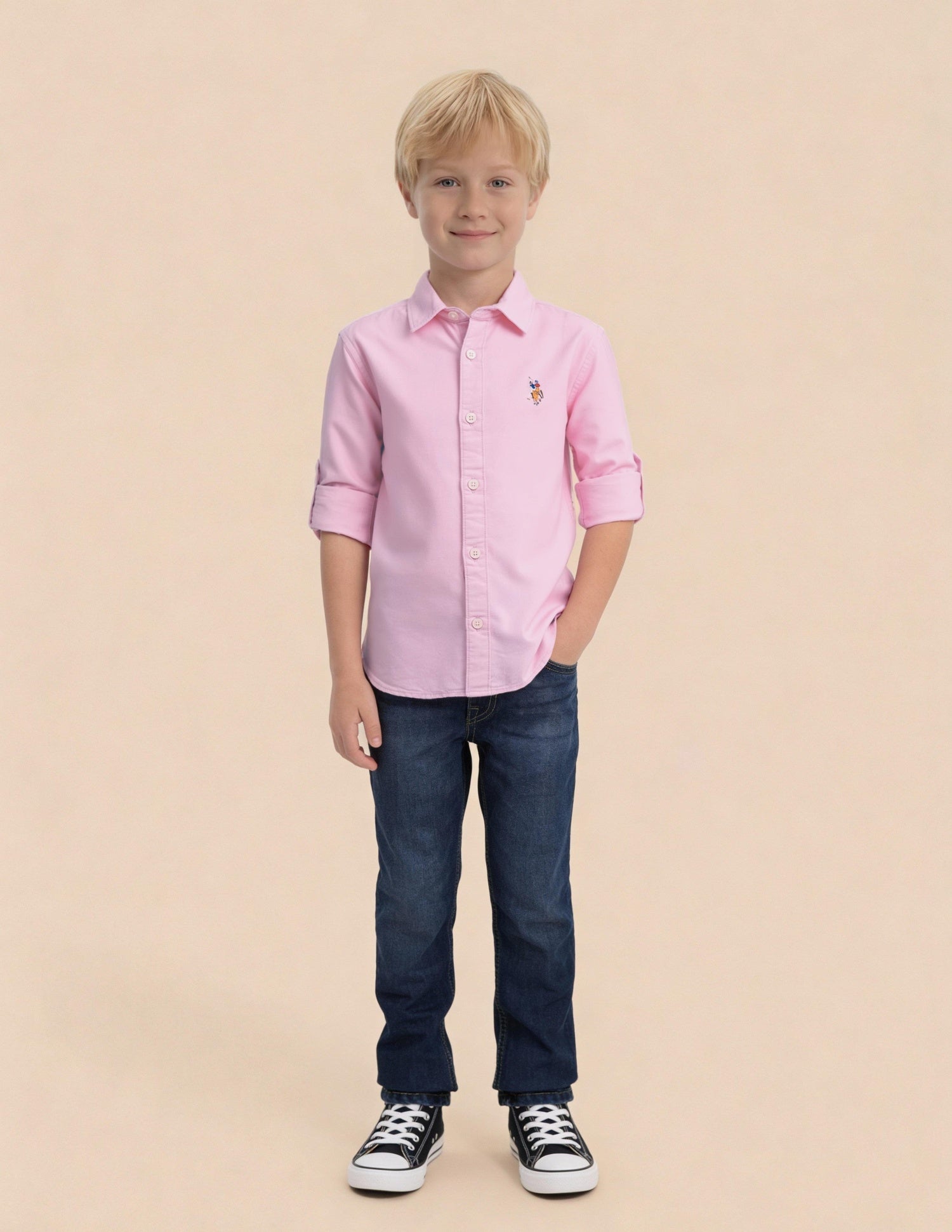 U.S.POLO KIDS BOYS SHIRT H/S UKSHT1801 PINK