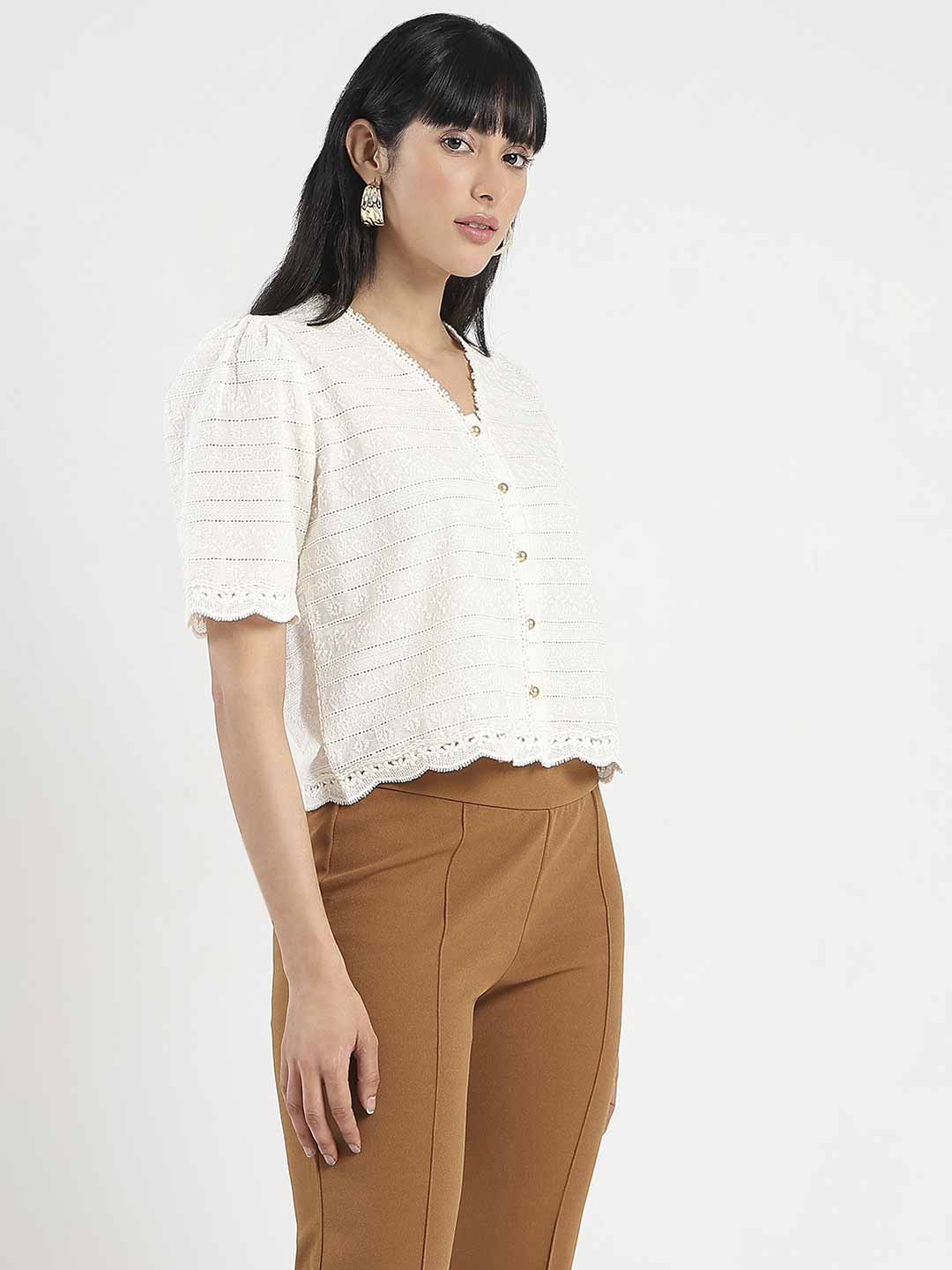 Madame Ladies Western Top H/S M5S18761 001 Beige