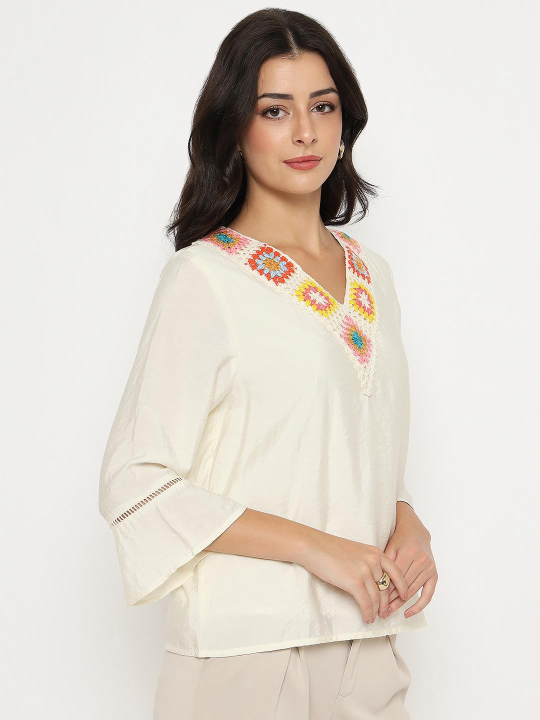 Madame Ladies Western Top H/S M5S18732 001 Beige - Goyalsons ShopMax