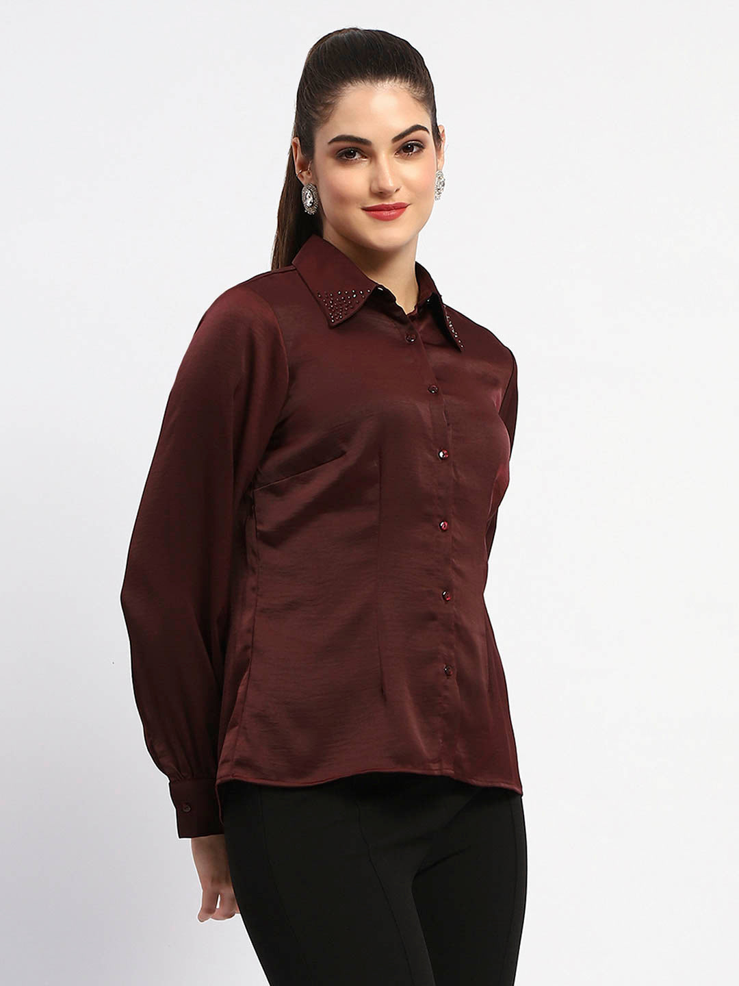 Madame Ladies Western Shirt F/S M4W18432 045 Wine