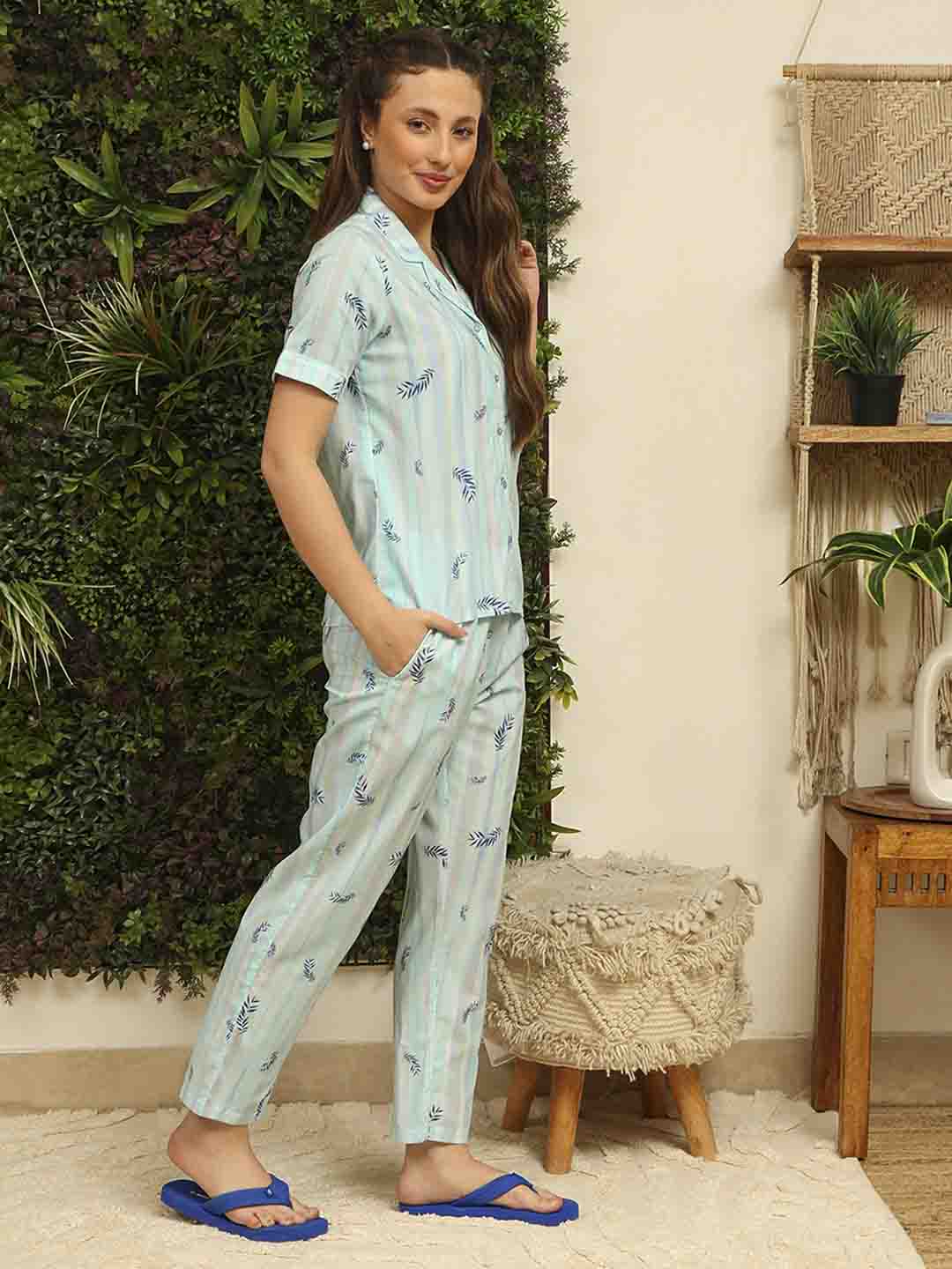 M-Secret Ladies Western Night Suit H/S S5S30142 043 Aqua