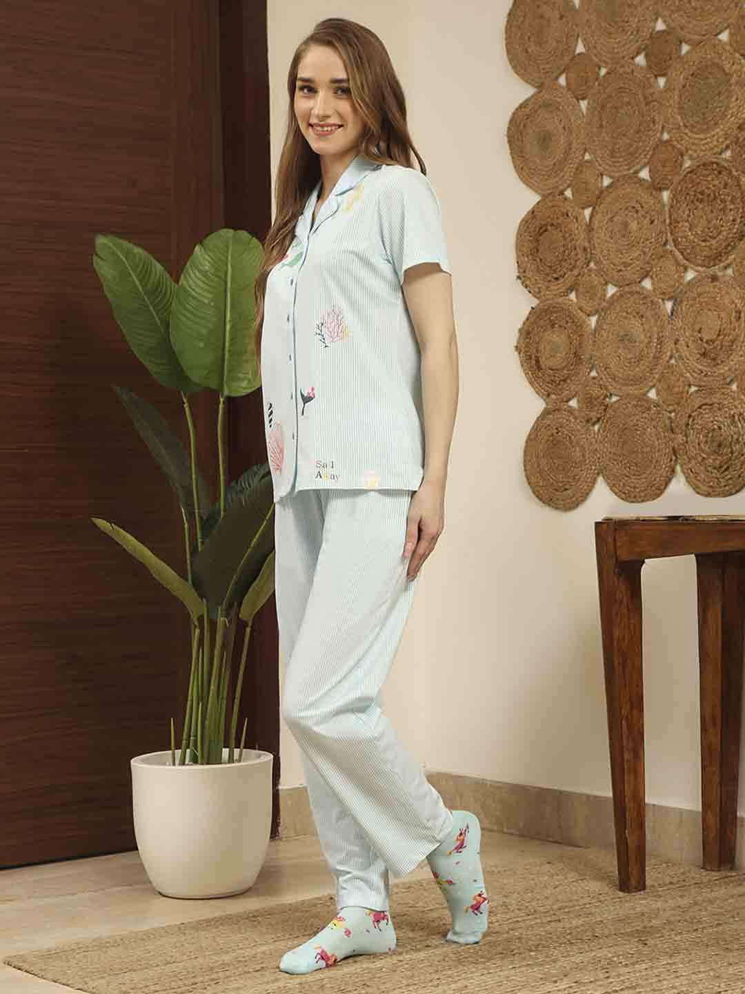 M-Secret Ladies Western Night Suit H/S S5S30136 039 Turquoise