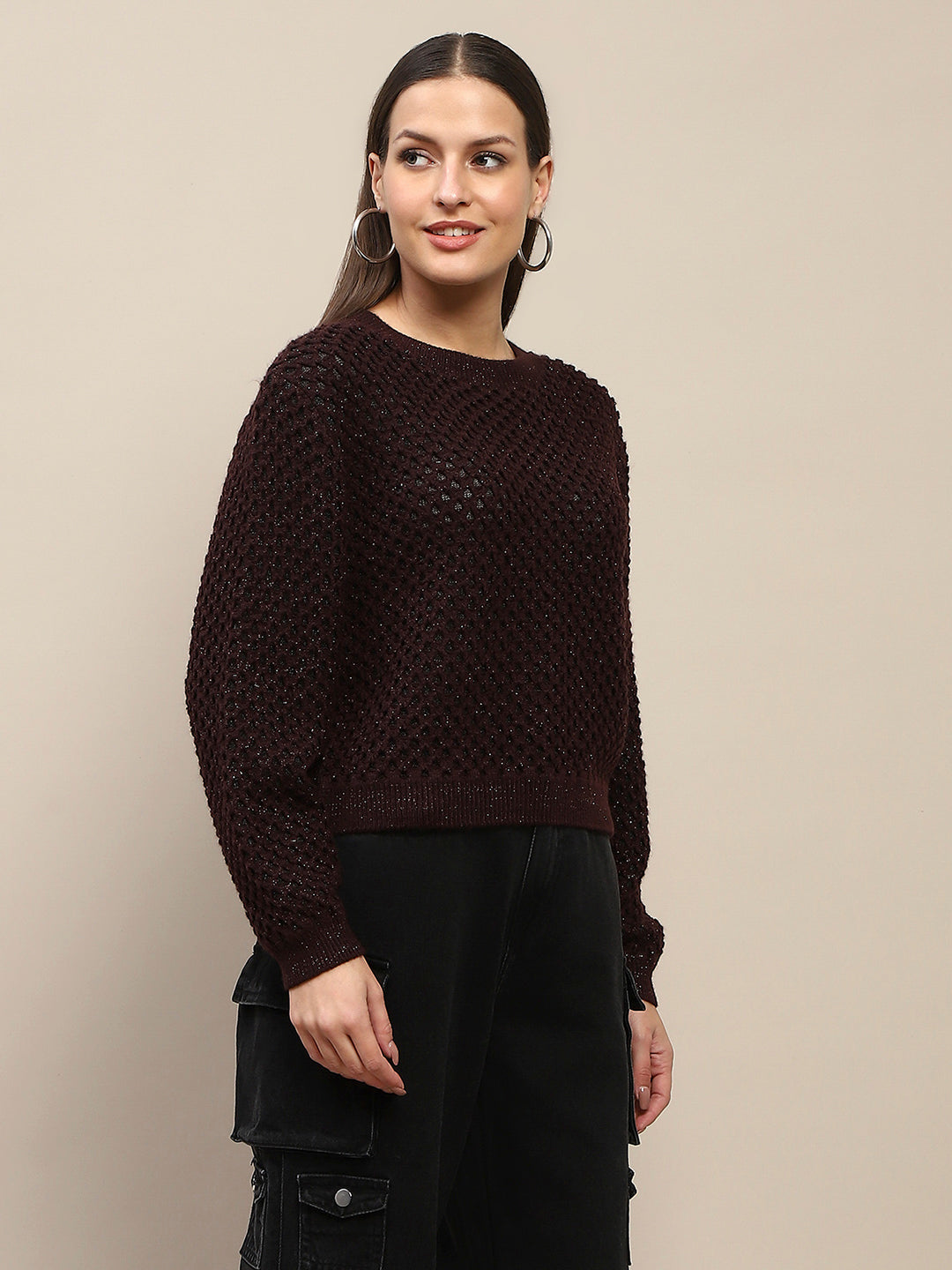 Madame Ladies Western Woolen Top M4W17227 009 Chocolate