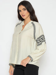 Madame Ladies Western Top H/S M5S18830 1 Off White