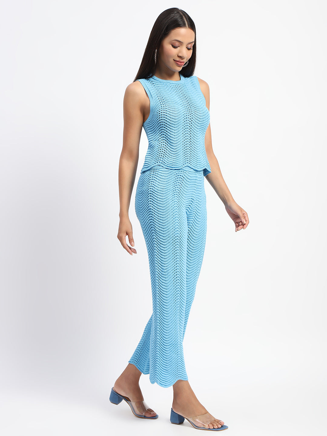 Madame Cotton Crochet Blue Co-Ord Set