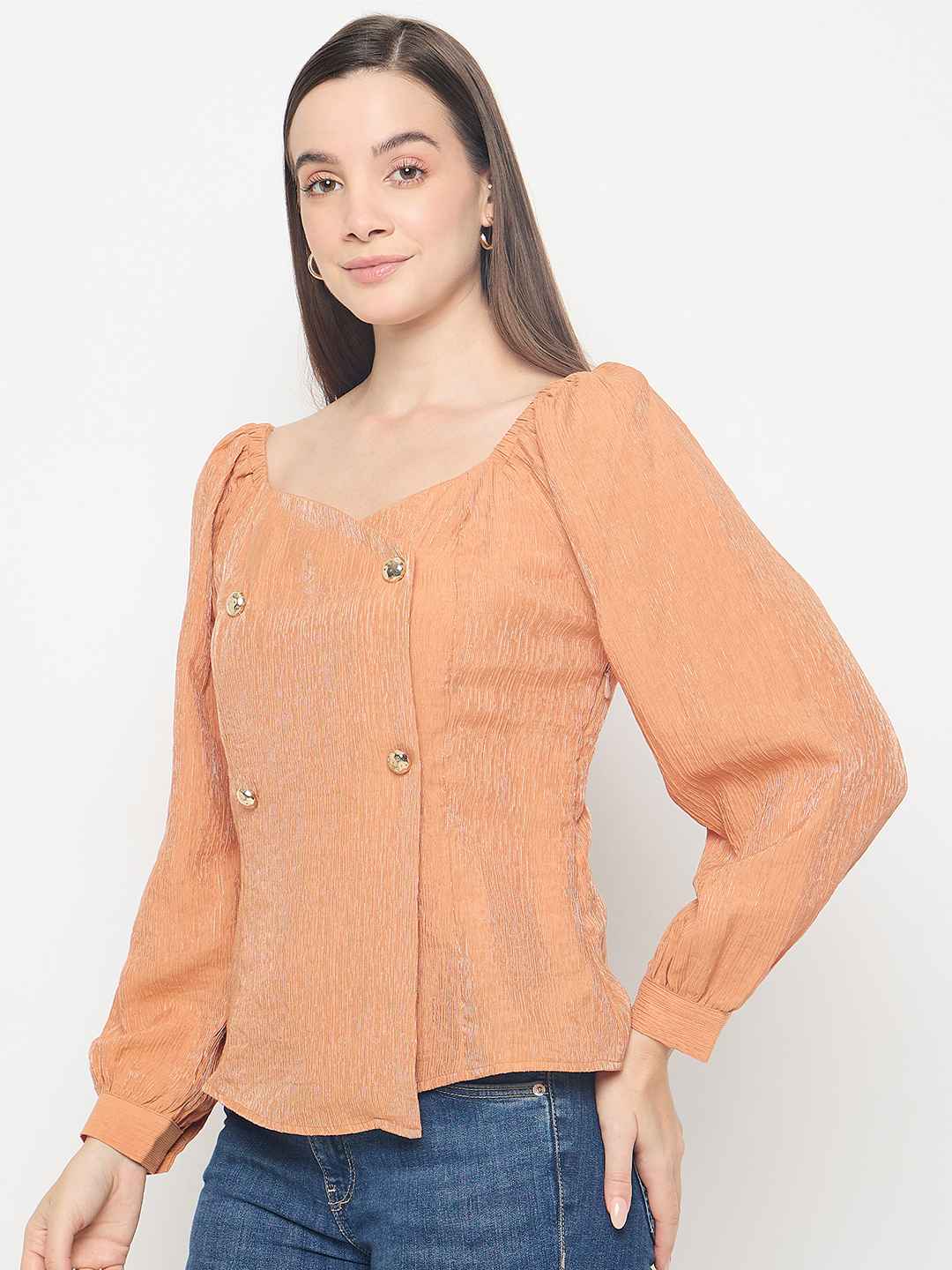 Madame Double Breasted Orange Wrap Top