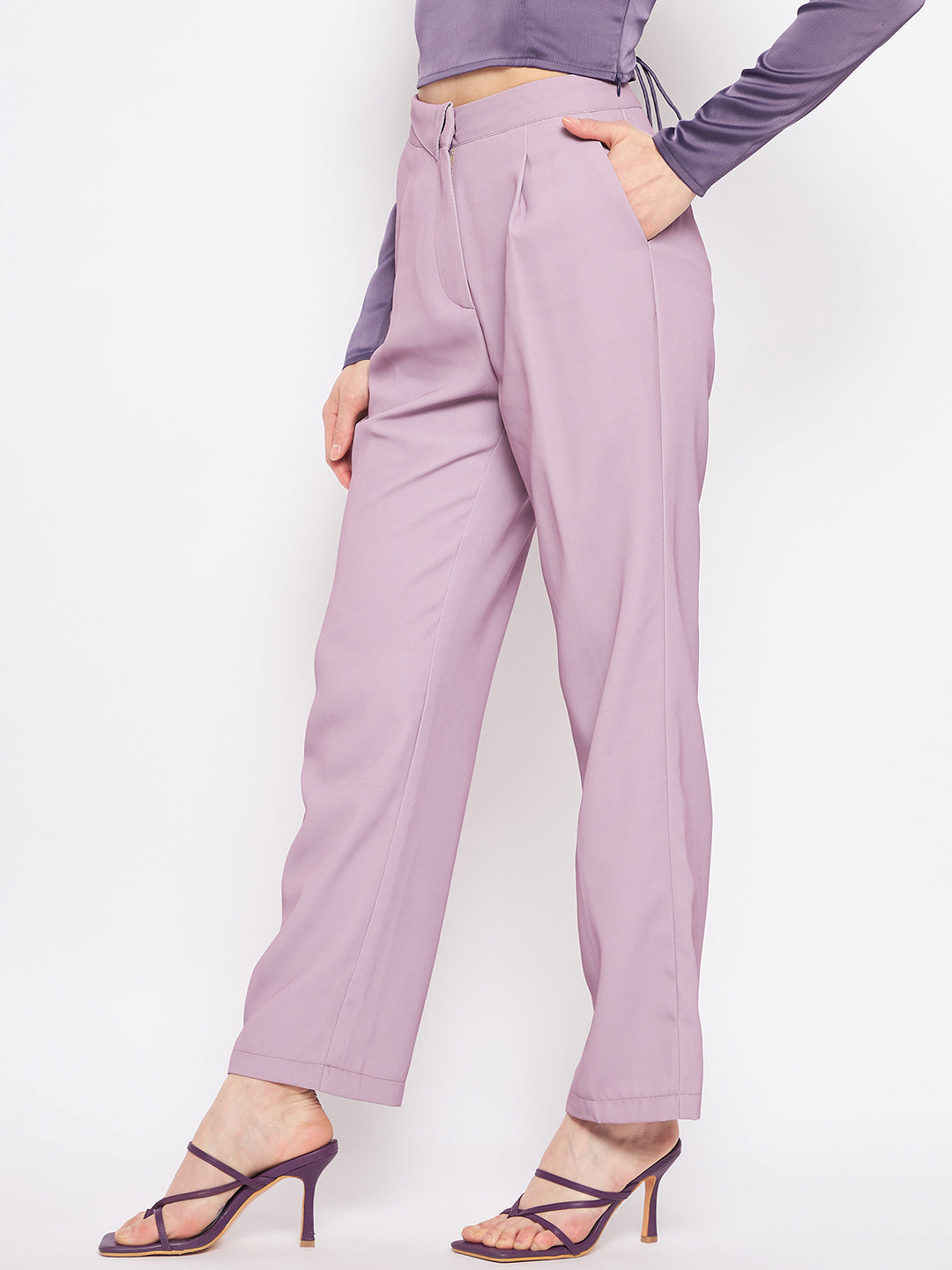Madame Pleated Mauve Trouser
