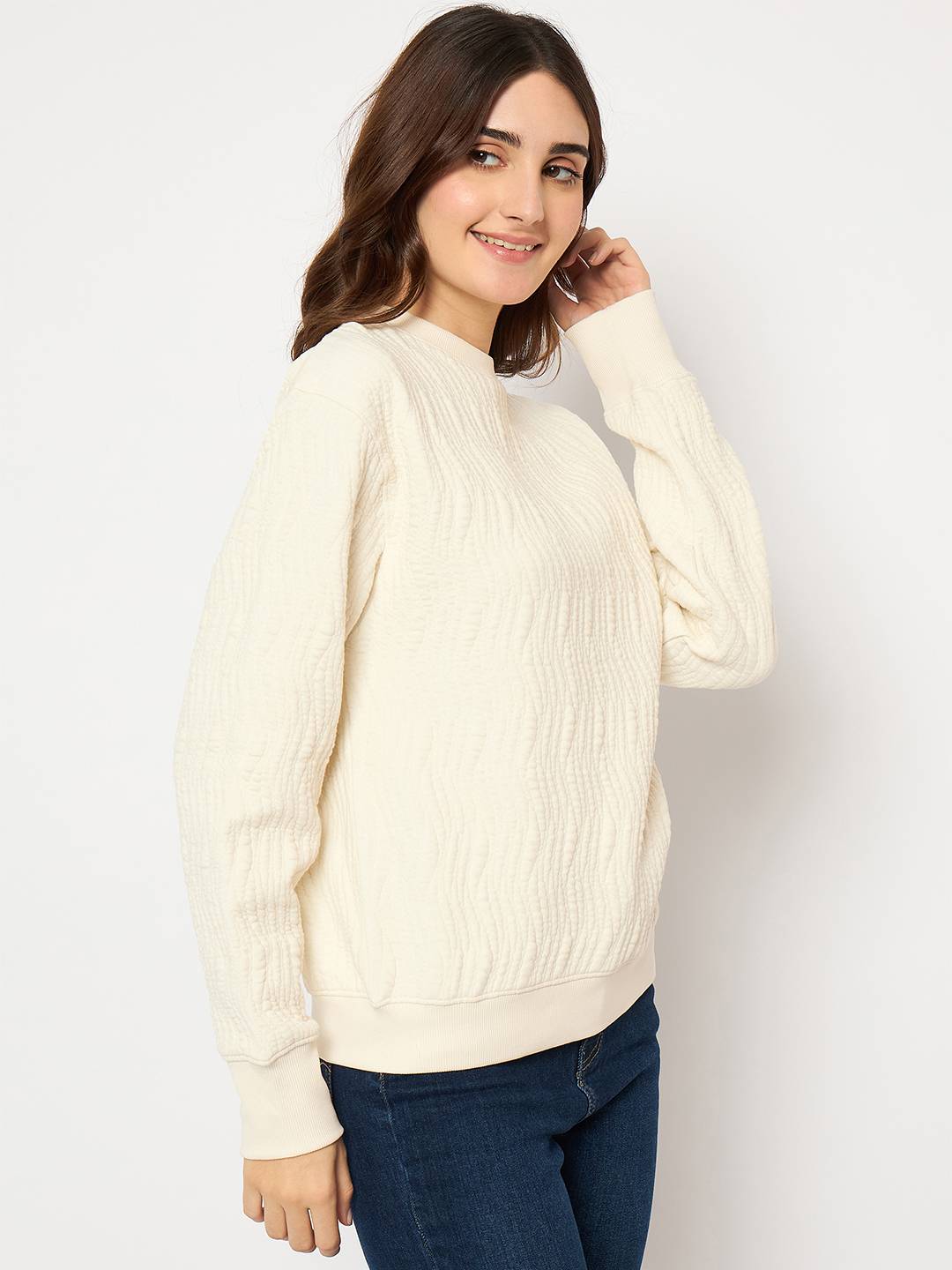 Madame Ladies Western Sweat Shirt M4W22704 1 Off White