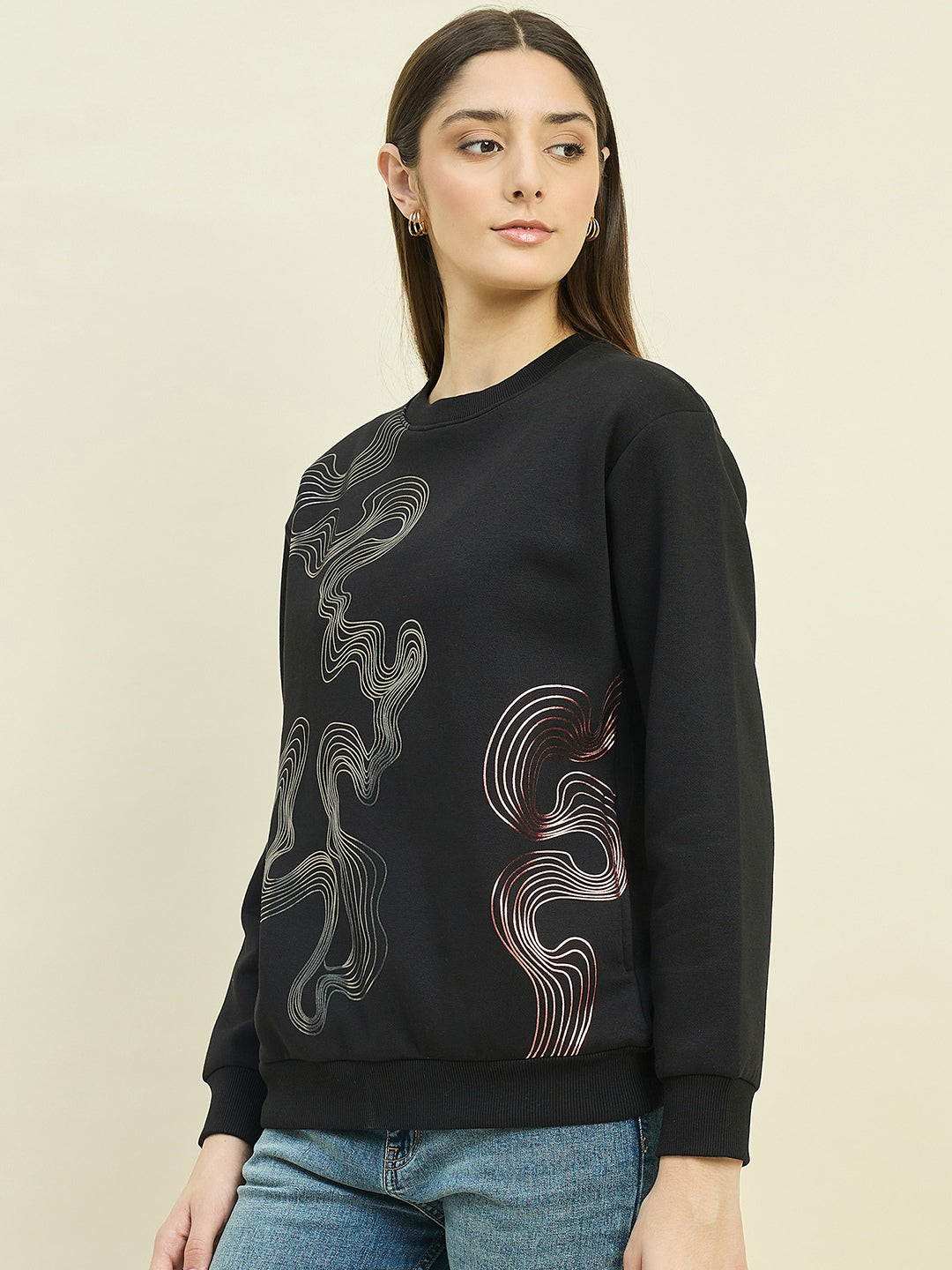 Madame Ladies Western Sweat Shirt M5W22225 002 Black