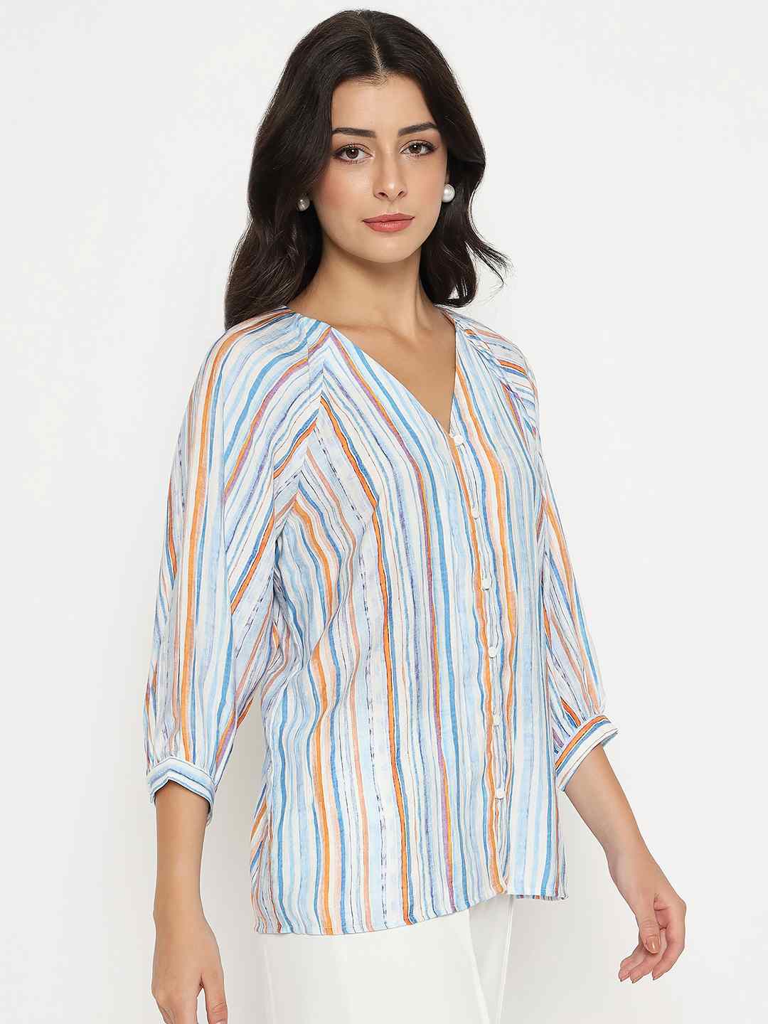 Madame Ladies Western Top H/S M5S18828 003 Blue