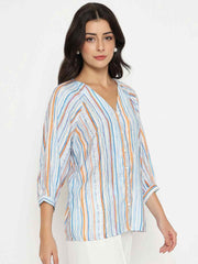 Madame Ladies Western Top H/S M5S18828 003 Blue