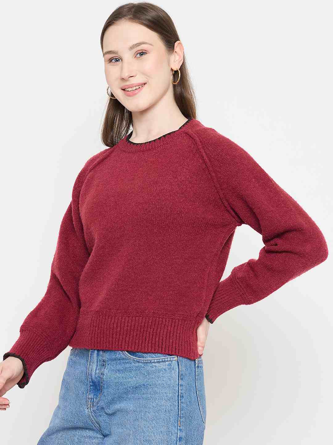 Madame Ladies Western Woolen Top M5W17223 023 Mehroon