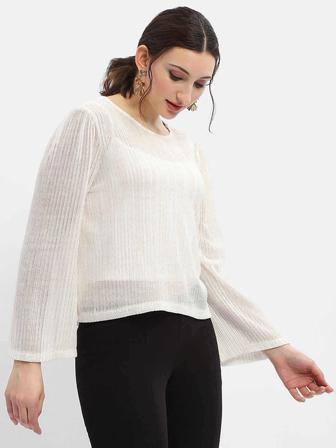 Madame Cut Out Back Off-White Knit Top