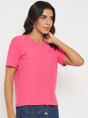 Madame Ladies Western Top H/S M5S11001 076 Hot Pink