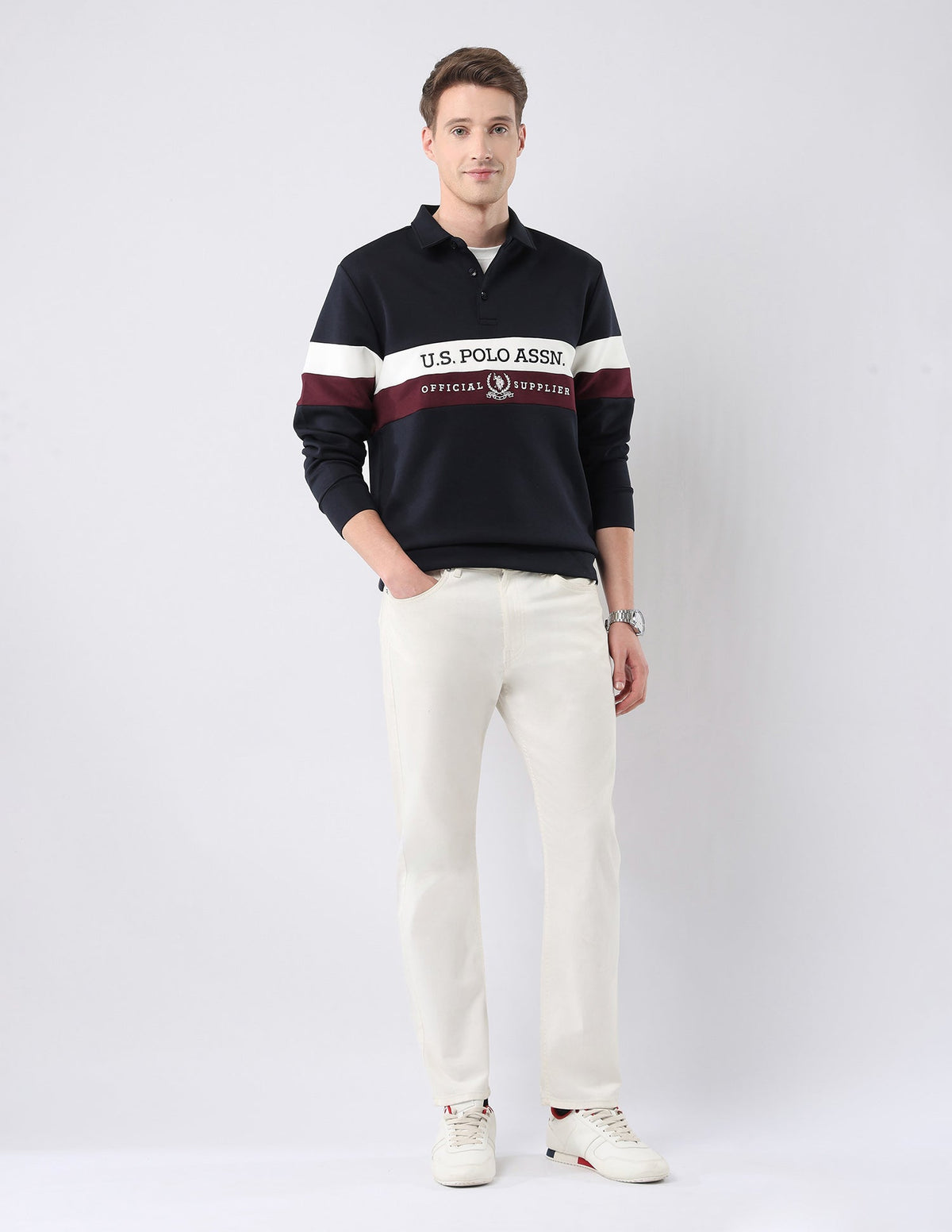U.S.Polo Mens Sweat Shirt F/S Ussws4365 Navy