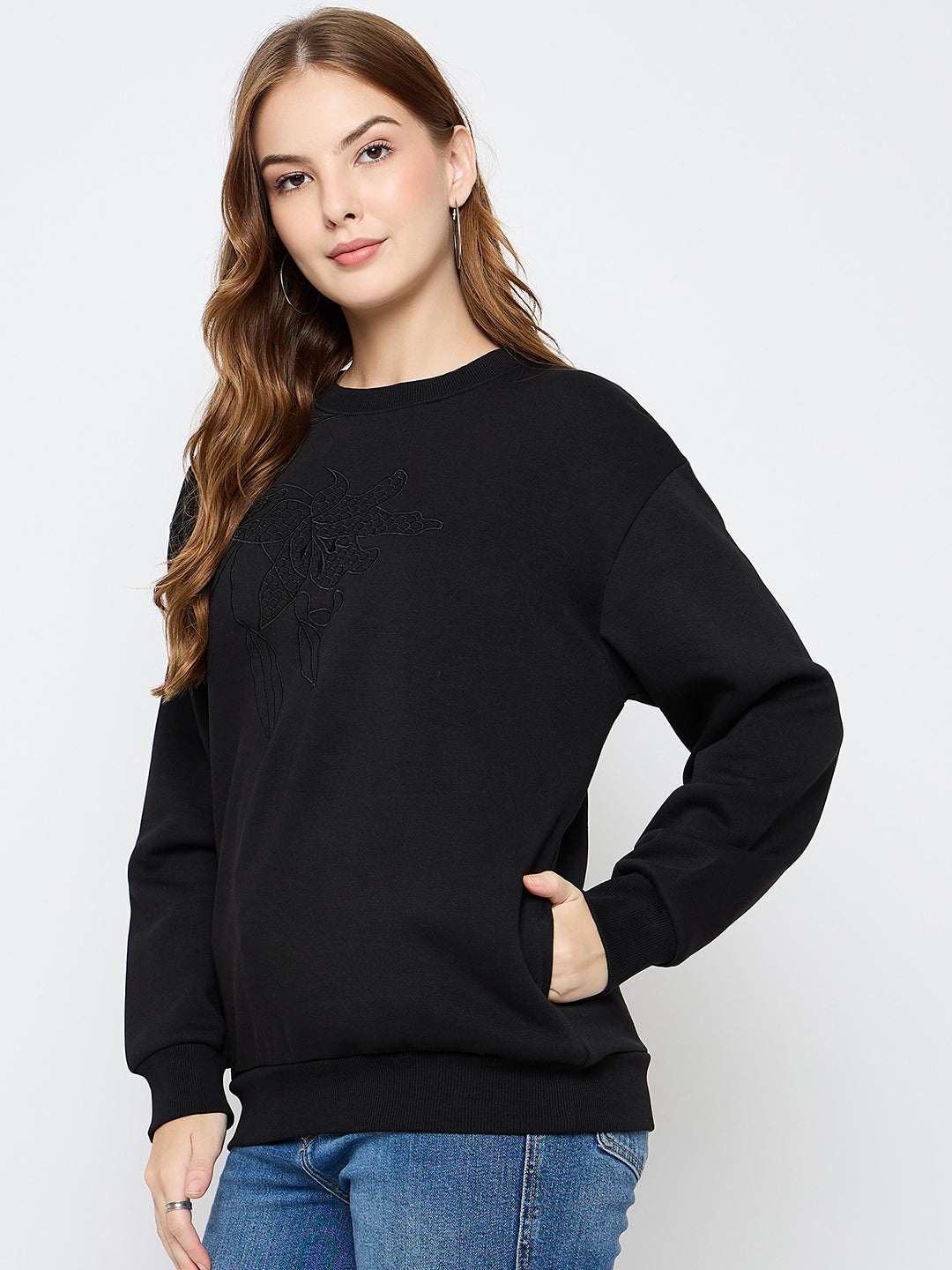 Madame Ladies Western Sweat Shirt M5W22246 002 Black