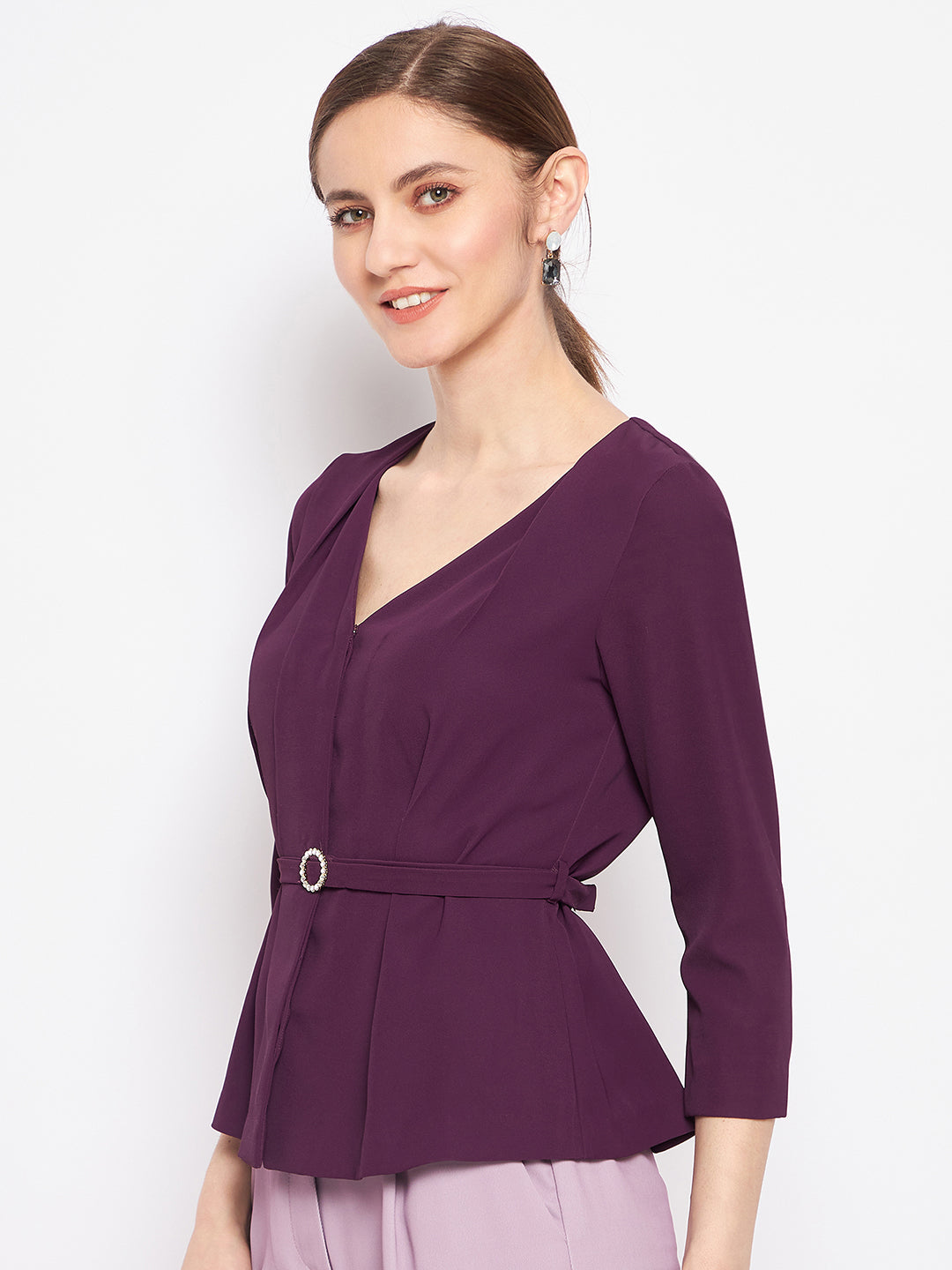 Madame Ladies Western Top H/S M3W18709 032 Purple