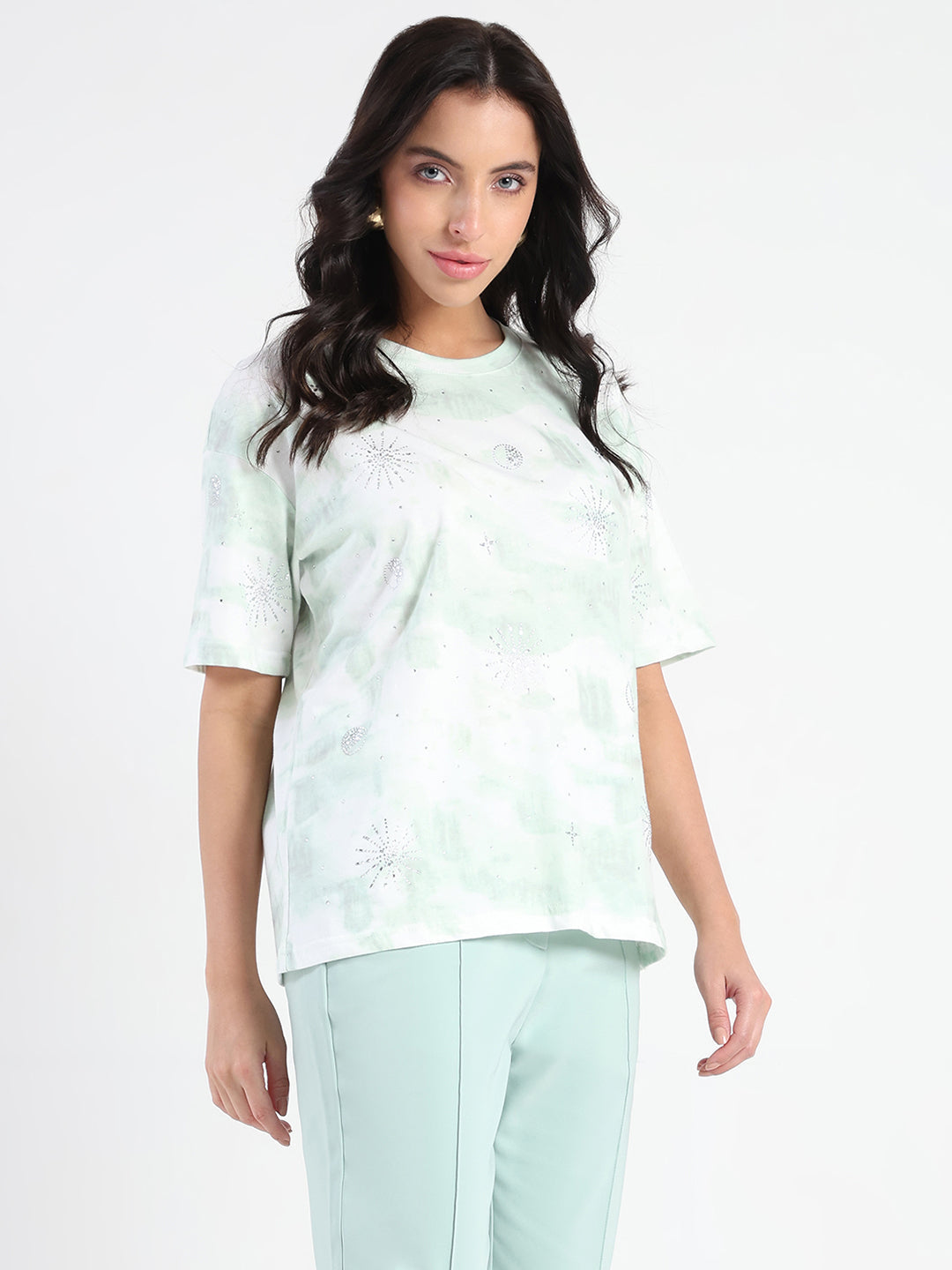 Madame Ladies Western Top H/S M5S11247 036 Sea Green