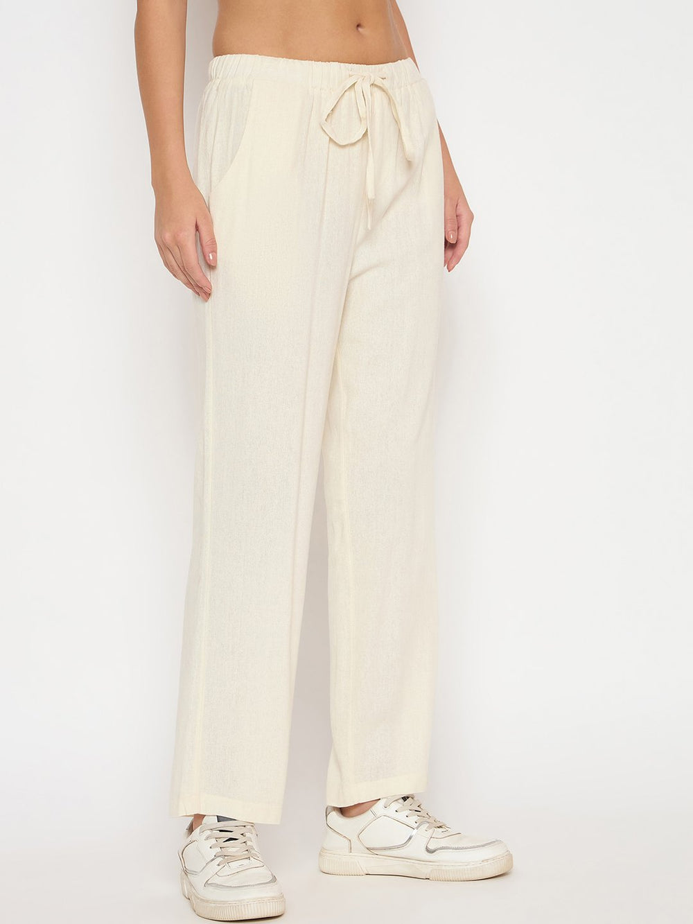 Cream Madame Ladies Western Pants M5S27027 041 with a stylish fit and Western-inspired design, showcased on a model.