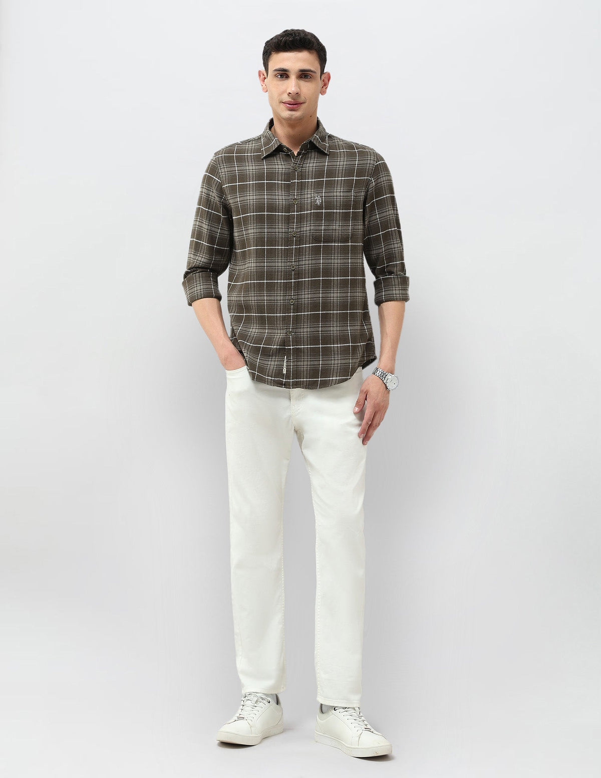 U.S.Polo Mens Casual Shirt F/S Udsht1974 Olive