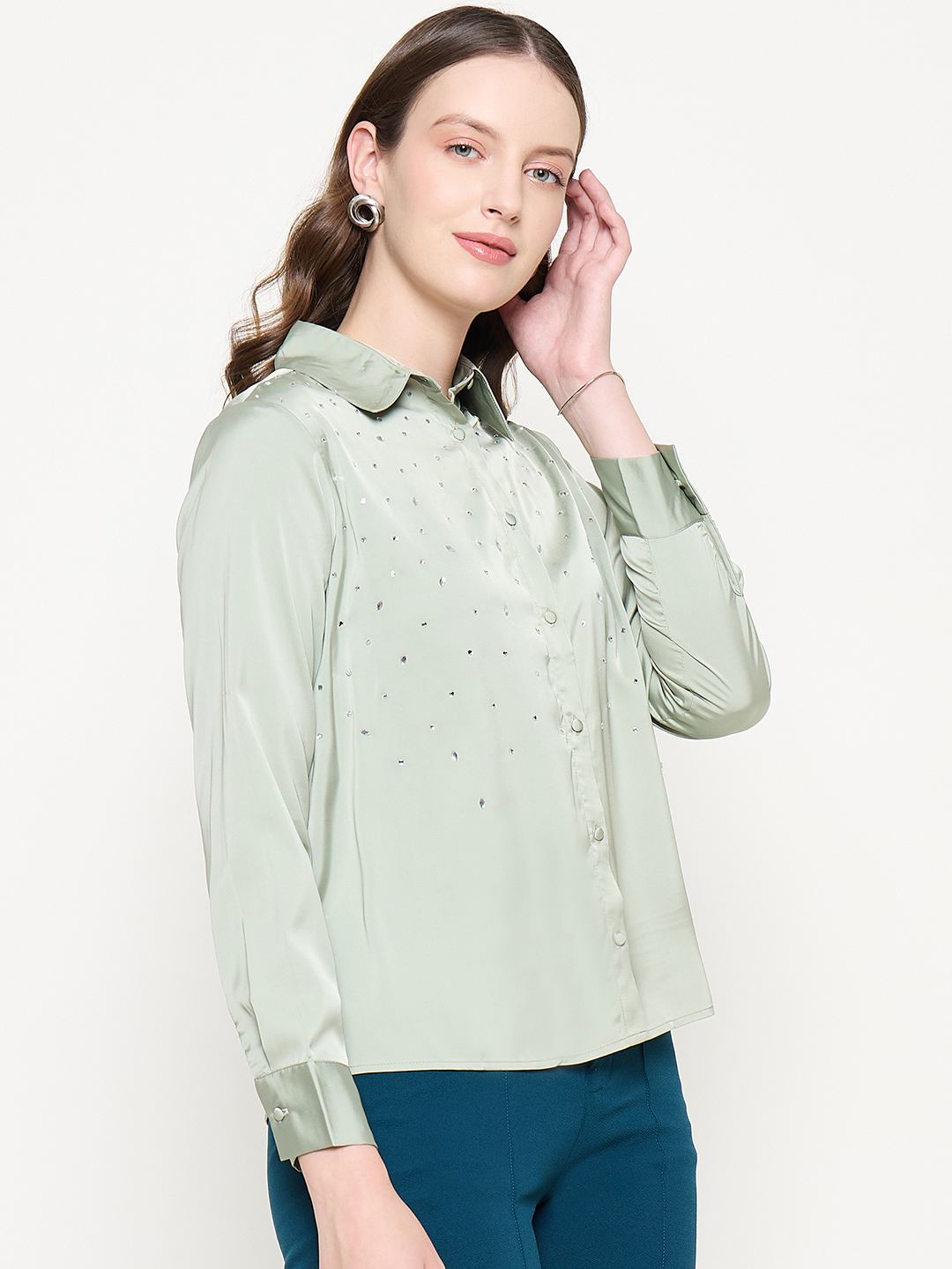 Madame Ladies Western Shirt F/S M4W18424 014 Green