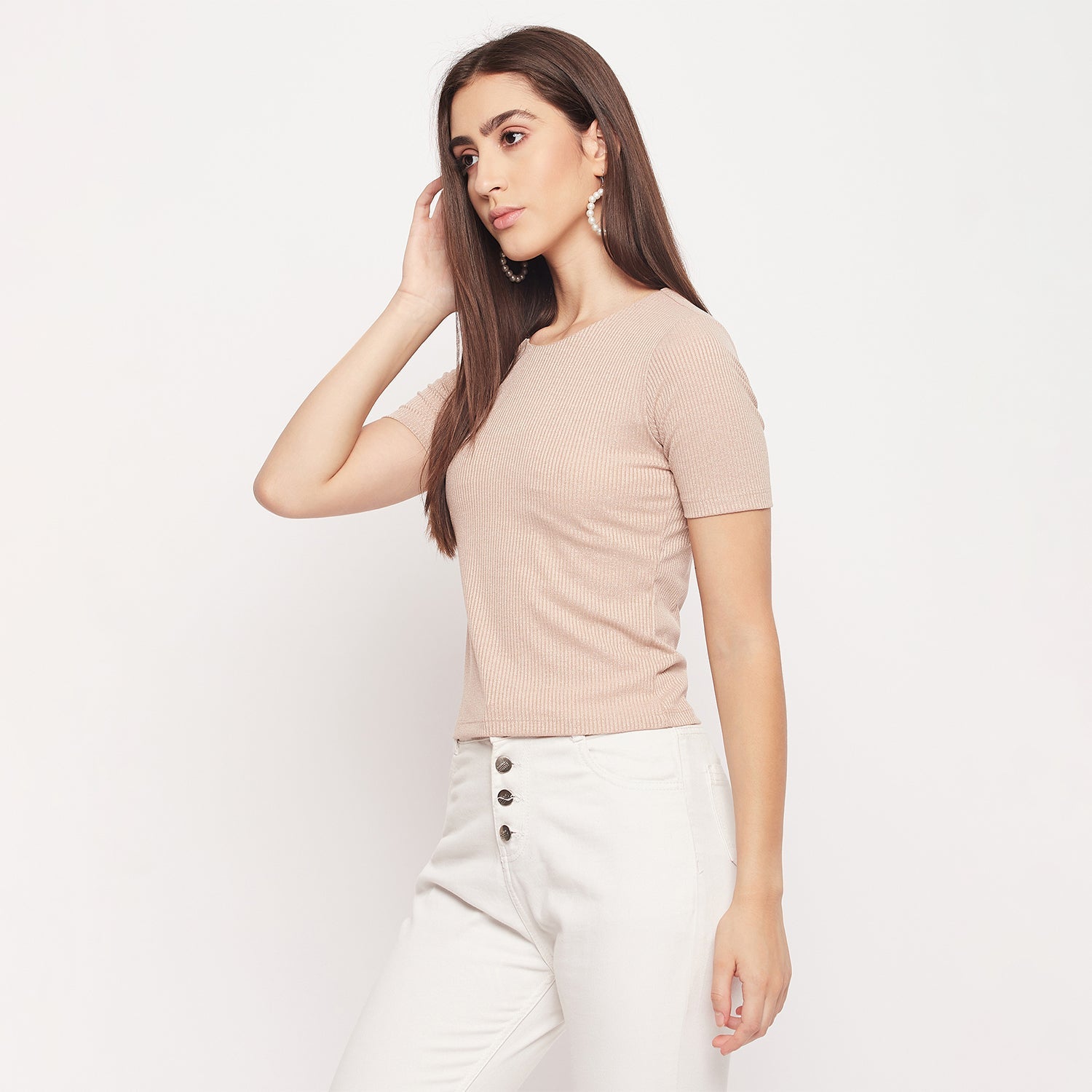 Madame Keyhole Detailed Beige Top