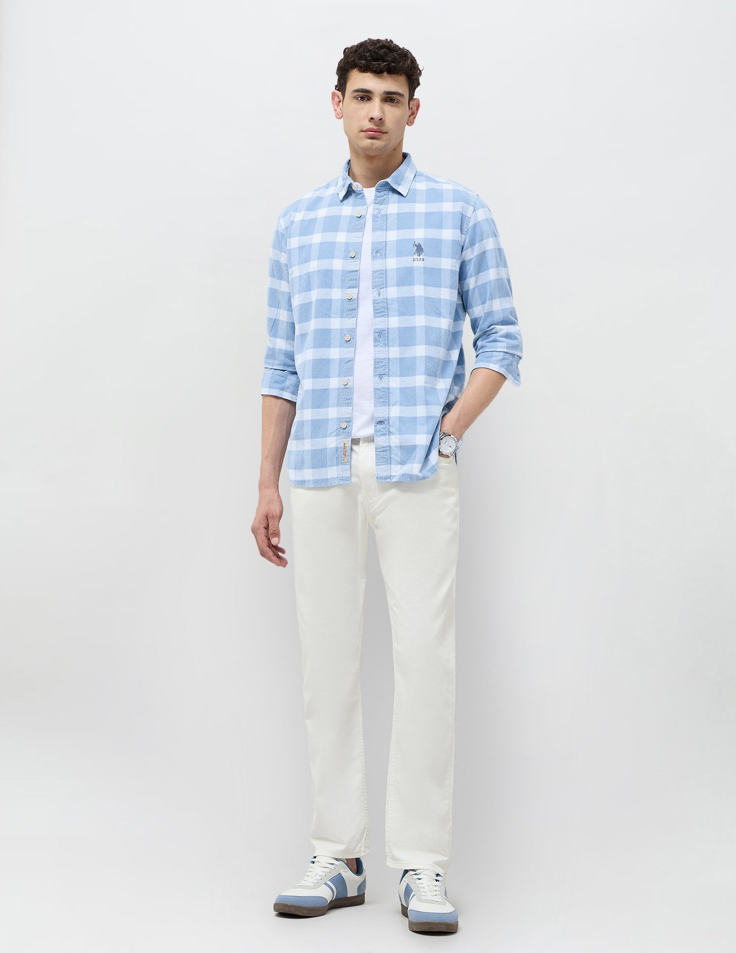 U.S.Polo Mens Casual Shirt F/S Udsht1949 Lt. Indigo