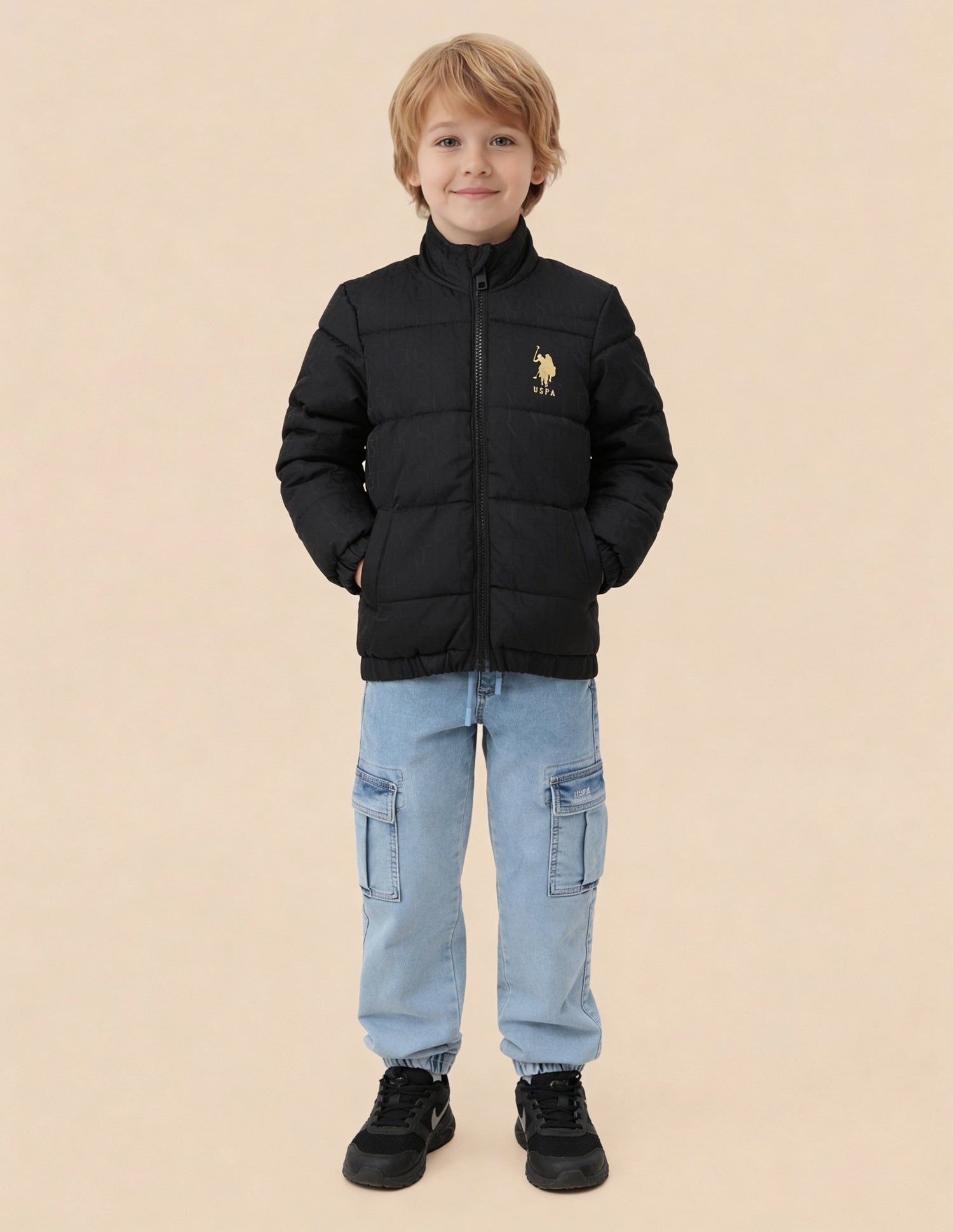 U.S.POLO KIDS BOYS JACKET UKJCK0396 BLACK