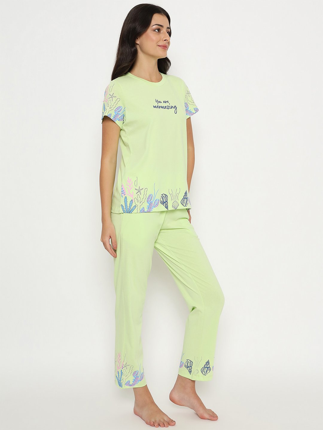 M-Secret Ladies Western Night Suit H/S S5S30165 305 Lime