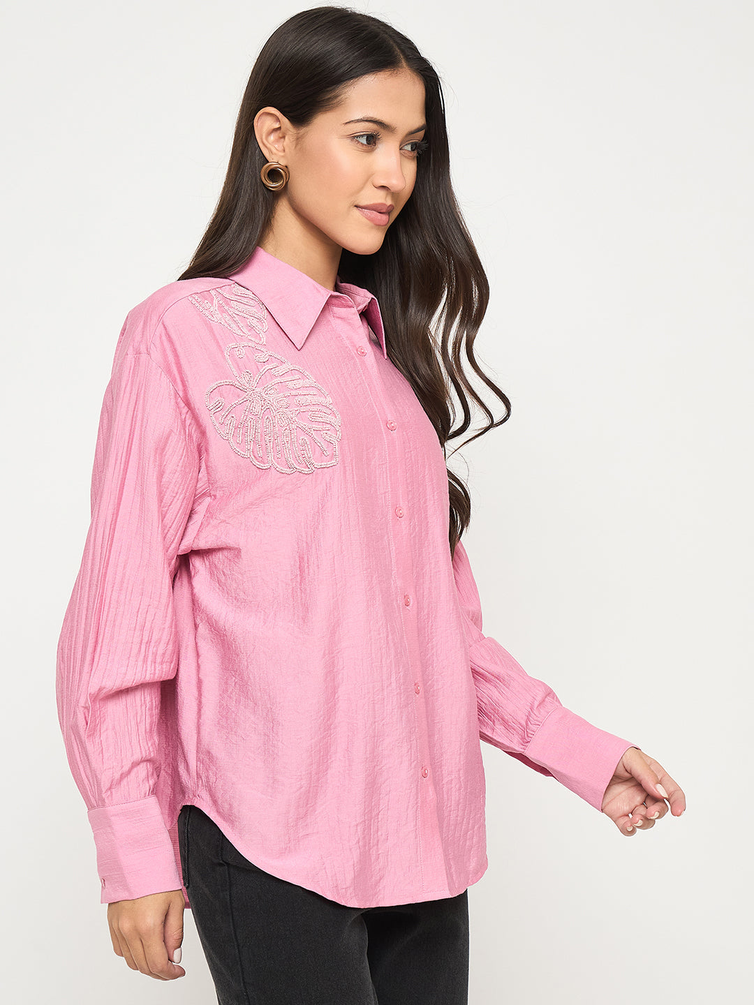 Madame Ladies Western Top H/S M5S18102 575 Dusty Pink