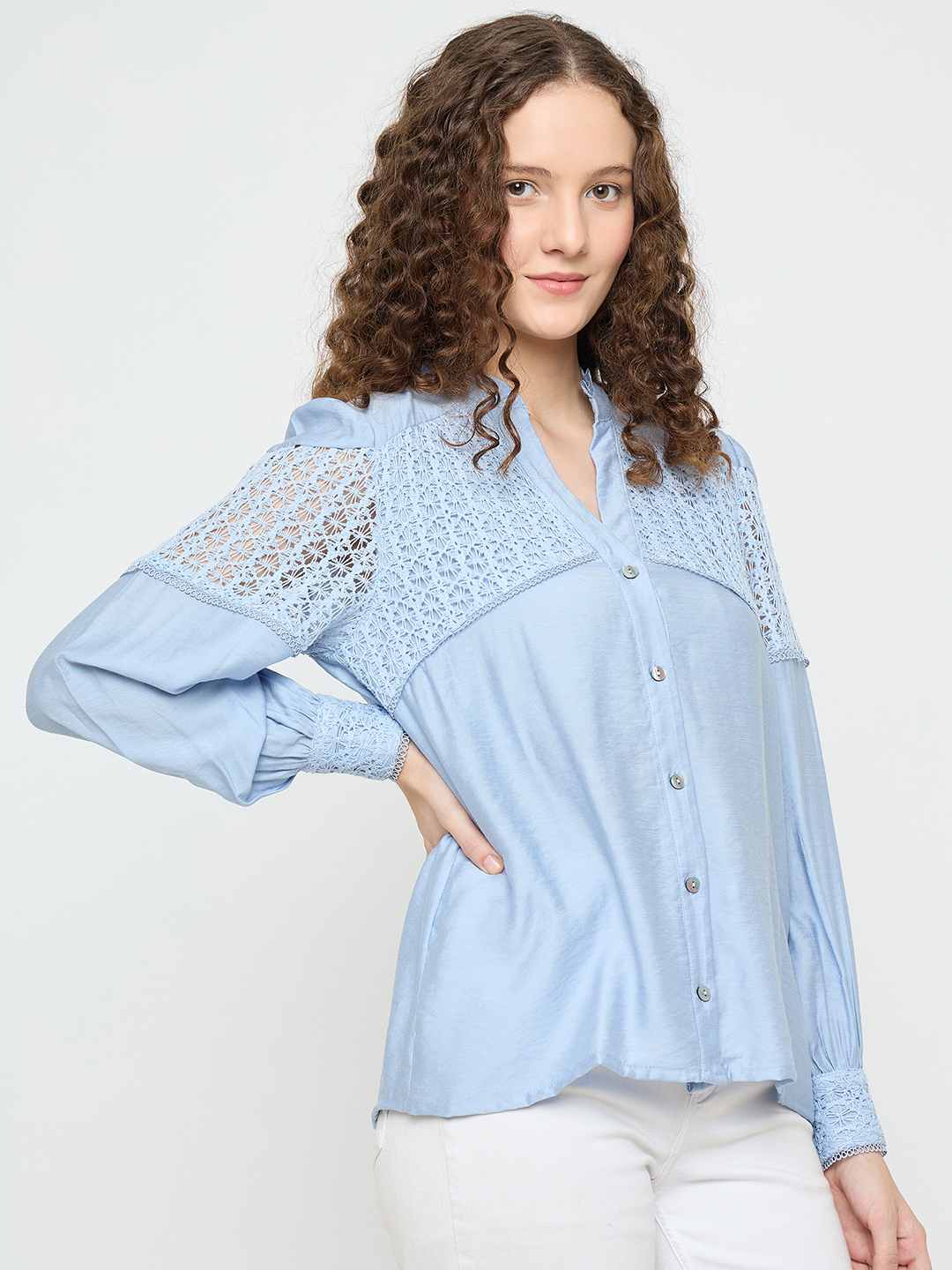 Madame Ladies Western Top H/S M5S18744 290 Powder Blue