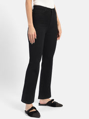 Madame Solid Black Flared Denim Jeans