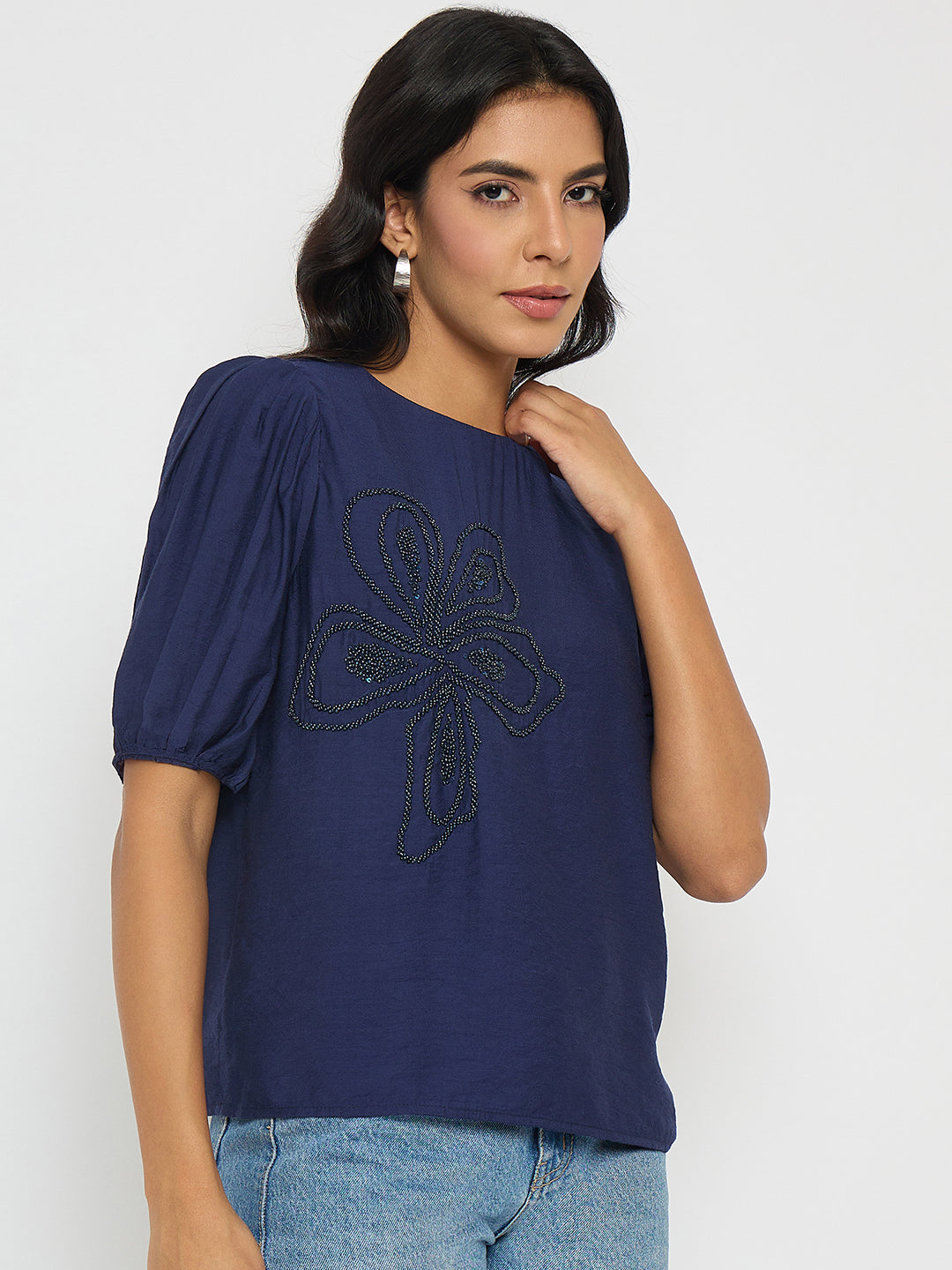 Madame Ladies Western Top H/S M5S18932 026 Navy