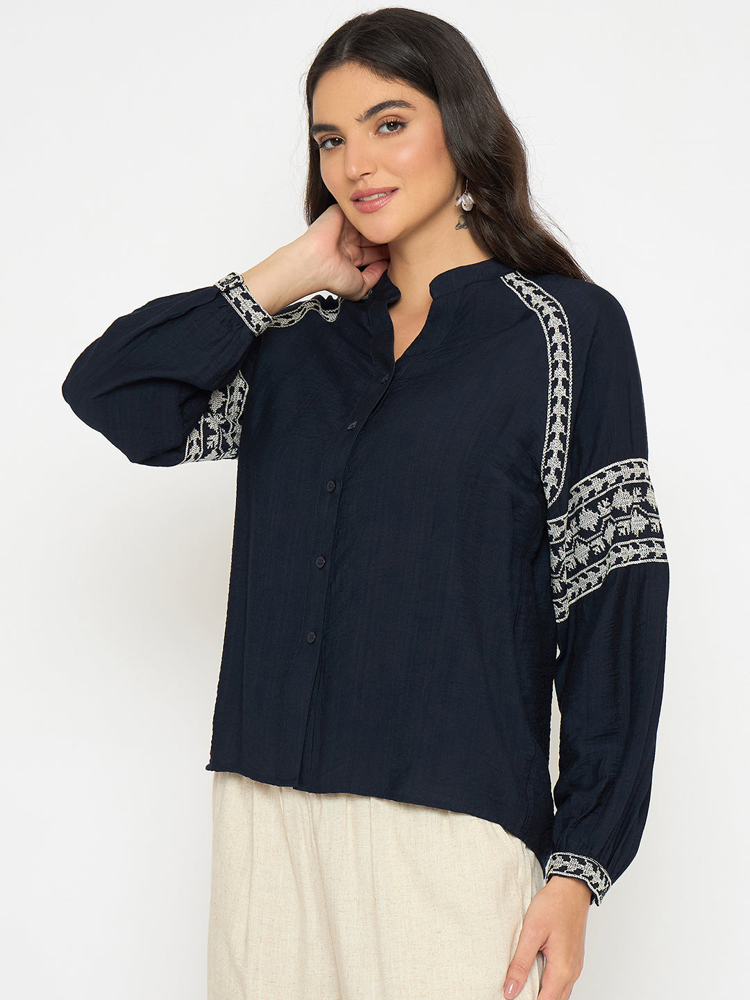 Madame Ladies Western Top H/S M5S18830 026 Navy