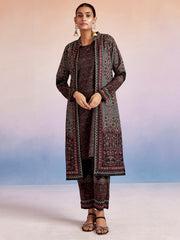 Grey Woolen Ethnic Printed Co-Ord Set