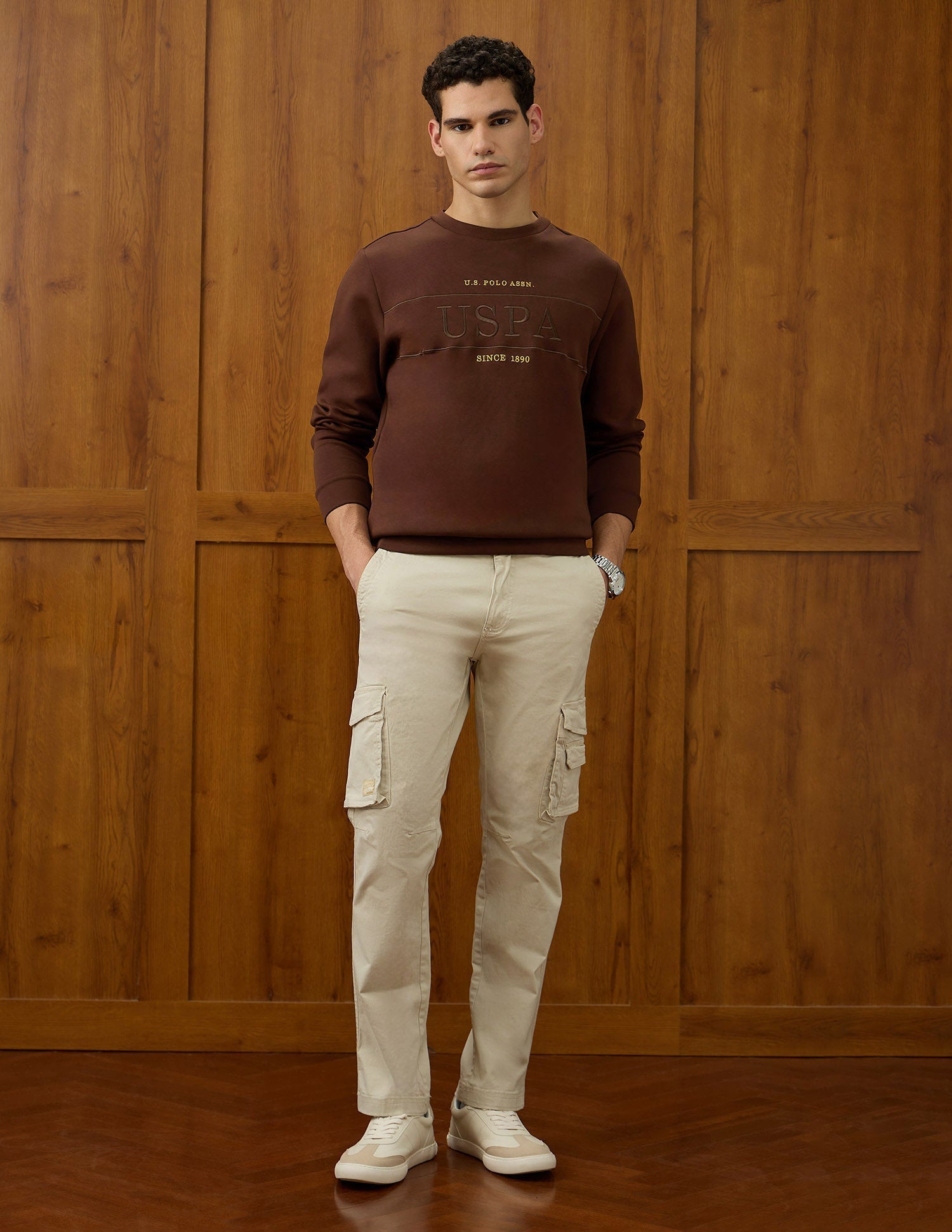 U.S.Polo Mens Sweat Shirt F/S Ussws4332 Dk. Brown